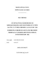 Business plan for specicalist water treatment chemicals at chemizol joint stock company in the period 2019 2022