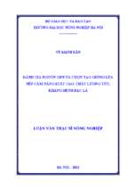 đánh giá nguồn gen và chọn tạo giống lúa nếp cẩm năng suất cao, chất lượng tốt, kháng bệnh bạc lá