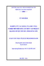Nghiên cứu tác động của khu công nghiệp đến biến đổi cấu trúc sản phẩm ở địa bàn huyện yên mỹ, tỉnh hưng yên