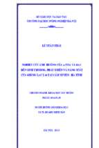 Nghiên cứu ảnh hưởng của amp; nna và ga3 đến sinh trưởng, phát triển và năng suất của giống lạc l14 tại cẩm xuyên hà tĩnh