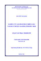 Nghiên cứu giải pháp phát triển làng văn hoá ở huyện gia bình, tỉnh bắc ninh