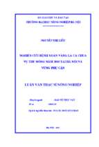 Nghiên cứu bệnh xoăn vàng lá cà chua vụ thu đông năm 2010 tại hà nội và vùng phụ cận