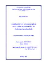 Nghiên cứu xây dựng quy trình nhân giống in vitro loài lan dendrobium chysanthum lindl