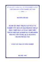 đánh giá thực trạng sản xuất và nghiên cứu một số giải pháp kỹ thuật phát triển rau an toàn theo tiêu chuẩn vietgap tại hợp tác xã hòa bình, phường yên nghĩa quận hà đông thành phố hà nội