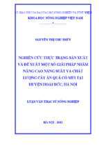 Nghiên cứu thực trạng sản xuất và đề suất một số giải pháp nhằm nâng cao năng suất và chất lượng cây ăn quả có múi tại huyện hoài đức, hà nội