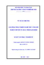 Giải pháp phát triển nghề thủ công mỹ nghệ ở huyện vụ bản, tỉnh nam định