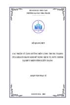 Các nhân tố ảnh hưởng đến lòng trung thành của khách hàng khi sử dụng dịch vụ bưu chính tại bưu điện tỉnh kiên giang luận văn thạc sĩ khánh hòa