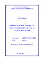 Nghiên cứu các hình thức hợp tác trong sản xuất và tiêu thụ nông sản ở thành phố bắc ninh