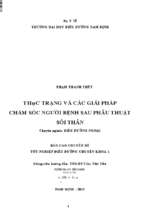 Thực trạng và các giải pháp chăm sóc người bệnh sau phẫu thuật sỏi thận