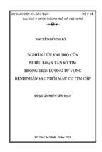 Luận án tiến sĩ nghiên cứu vai trò của nhiễu loạn tần số tim trong tiên lượng tử vong bệnh nhân sau nhồi máu cơ tim