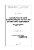 Luận án tiến sĩ nghiên cứu áp dụng phân độ rifle trong đánh giá mức độ, tiến triển và tiên lượng tổn thương thận