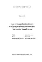 Tăng cường quản lý nhà nước về hoạt động kinh doanh xăng dầu trên địa bàn tỉnh bắc giang  