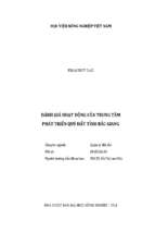 đánh giá hoạt động của trung tâm phát triển quỹ đất tỉnh bắc giang  