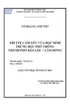 Trí tuệ cảm xúc của học sinh trung học phổ thông thành phố bảo lộc – lâm đồng