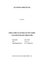 đánh giá hiệu quả sử dụng đất nông nghiệp tại huyện hương sơn, tỉnh hà tĩnh  