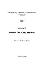Giáo trình quản lý kinh doanh khách sạn  nguyễn bá lâm
