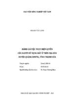 đánh giá việc thực hiện quyền của người sử dụng đất ở trên địa bàn huyện quảng xương, tỉnh thanh hóa  