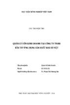 Quản lý vốn kinh doanh tại công ty tnhh đầu tư ứng dụng sản xuất bao vì việt  