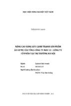 Nâng cao năng lực cạnh tranh sản phẩm áo sơ mi của tổng công ty may 10   công ty cổ phần tại thị trường hà nội  