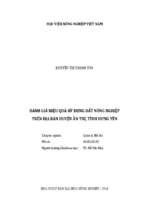 đánh giá hiệu quả sử dụng đất nông nghiệp trên địa bàn huyện ân thi, tỉnh hưng yên  