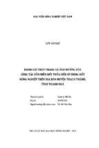 đánh giá thực trạng và ảnh hưởng của công tác dồn điền đổi thửa đến sử dụng đất nông nghiệp trên địa bàn huyện thạch thành, tỉnh thanh hóa  
