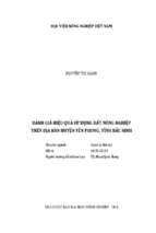 đánh giá hiệu quả sử dụng đất nông nghiệp trên địa bàn huyện yên phong, tỉnh bắc ninh  