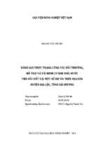đánh giá thực trạng công tác bồi thường, hỗ trợ và tái định cư khi nhà nước thu hồi đất tại một số dự án trên địa bàn huyện gia lộc, tỉnh hải dương  