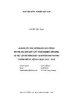 Nghiên cứu ảnh hưởng của quá trình đô thị hóa đến sản xuất nông nghiệp, đời sống và việc làm hộ nông dân tại huyện đan phượng thành phố hà nội giai đoạn 2010   2015  