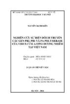 Luận án tiến sĩ nghiên cứu sự biến đổi di truyền các gen pb2, pb1 và pa polymerase của virus cúm a h5n1 đương nhiễm