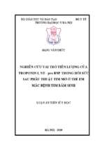 Luận án tiến sĩ nghiên cứu vai trò tiên lượng của troponin i, nt probnp trong hồi sức sau phẫu thuật tim mở ở trẻ em