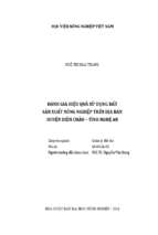 đánh giá hiệu quả sử dụng đất sản xuất nông nghiệp trên địa bàn huyện diễn châu   tỉnh nghệ an  