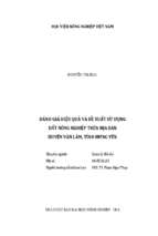 đánh giá hiệu quả và đề xuất sử dụng đất nông nghiệp trên địa bàn huyện văn lâm, tỉnh hưng yên  