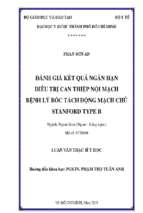 đánh giá kết quả ngắn hạn điều trị can thiệp nội mạch bệnh lý bóc tách động mạch chủ stanford type b