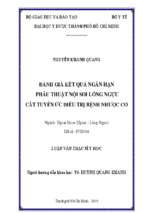 đánh giá kết quả ngắn hạn phẫu thuật nội soi lồng ngực cắt tuyến ức điều trị bệnh nhược cơ