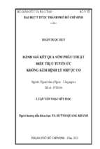 đánh giá kết quả sớm phẫu thuật điều trị u tuyến ức không kèm bệnh lý nhƣợc cơ