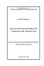 Quản lý chi ngân sách nhà nước tại huyện ba bể, tỉnh bắc kạn