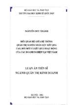 Mối quan hệ giữa hệ thống quản trị nguồn nhân lực kết quả cao, đổi mới và kết quả hoạt động của các doanh nghiệp tại việt nam