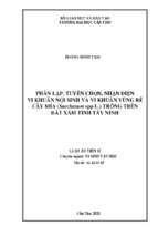 Phân lập, tuyển chọn, nhận diện vi khuẩn nội sinh và vi khuẩn vùng rễ cây mía (saccharum spp l.) trồng trên đất xám tỉnh tây ninh (1)