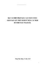 Skkn một số biện pháp nâng cao chất lượng giờ dạy thực hành sử dụng các hàm để tính toán của excel tin học 7