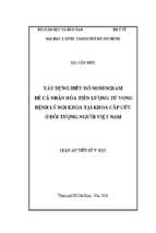 Luận án tiến sĩ xây dựng biểu đồ nomogram để cá nhân hóa tiên lượng tử vong bệnh lý nội khoa tại khoa cấp cứu