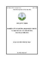 Luận án tiến sĩ nghiên cứu xu hướng nhập khẩu thuốc và một số yếu tố ảnh hưởng giai đoạn 2006 2014