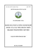 Luận án tiến sĩ đánh giá chất lượng hành nghề dược của các nhà thuốc trên địa bàn thành phố cần thơ