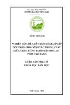 Nghiên cứu, đề xuất một số giải pháp góp phần cho công tác phòng cháy chữa cháy rừng tại huyện hòa an, tỉnh cao bằng