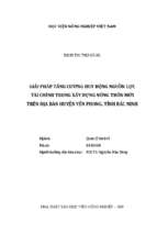 Giải pháp tăng cường huy động nguồn lực tài chính trong xây dựng nông thôn mới trên địa bàn huyện yên phong, tỉnh bắc ninh  