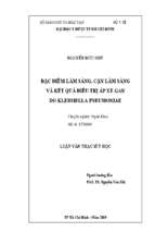 đặc điểm lâm sàng, cận lâm sàng và kết quả điều trị áp xe gan do klebsiella pneumoniae