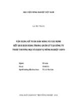 Vận dụng kế toán bán hàng và xác định kết quả bán hàng trong quản lý tại công ty tnhh thương mại và dịch vụ nông nghiệp anpo  