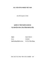Quản lý thu ngân sách xã tại huyện văn lâm, tỉnh hưng yên  