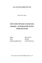 Chất lượng tín dụng tại ngân hàng agribank   chi nhánh huyện mỹ đức, thành phố hà nội  