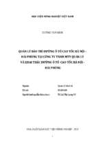 Quản lý bảo trì đường ô tô cao tốc hà nội   hải phòng tại công ty tnhh mtv quản lý và khai thác đường ô tô cao tốc hà nội   hải phòng  