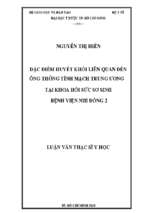 đặc điểm huyết khối liên quan đến ống thông tĩnh mạch trung ương tại khoa hồi sức sơ sinh bệnh viện nhi đồng 2